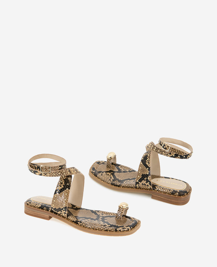 Raven Snake Print Studded Sandal