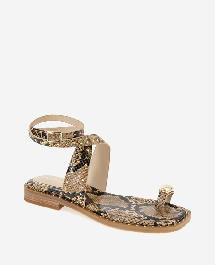 Raven Snake Print Studded Sandal