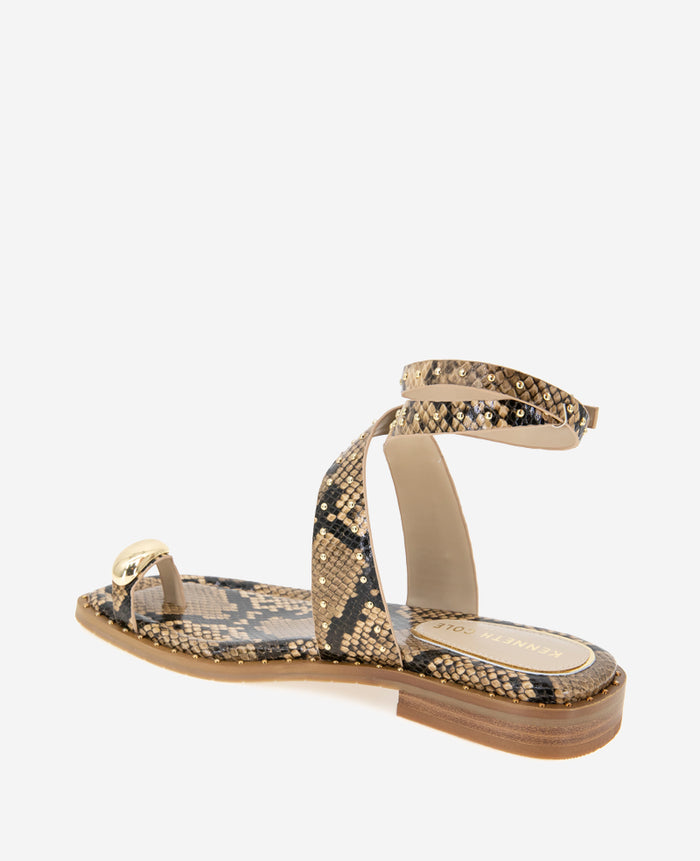 Raven Snake Print Studded Sandal