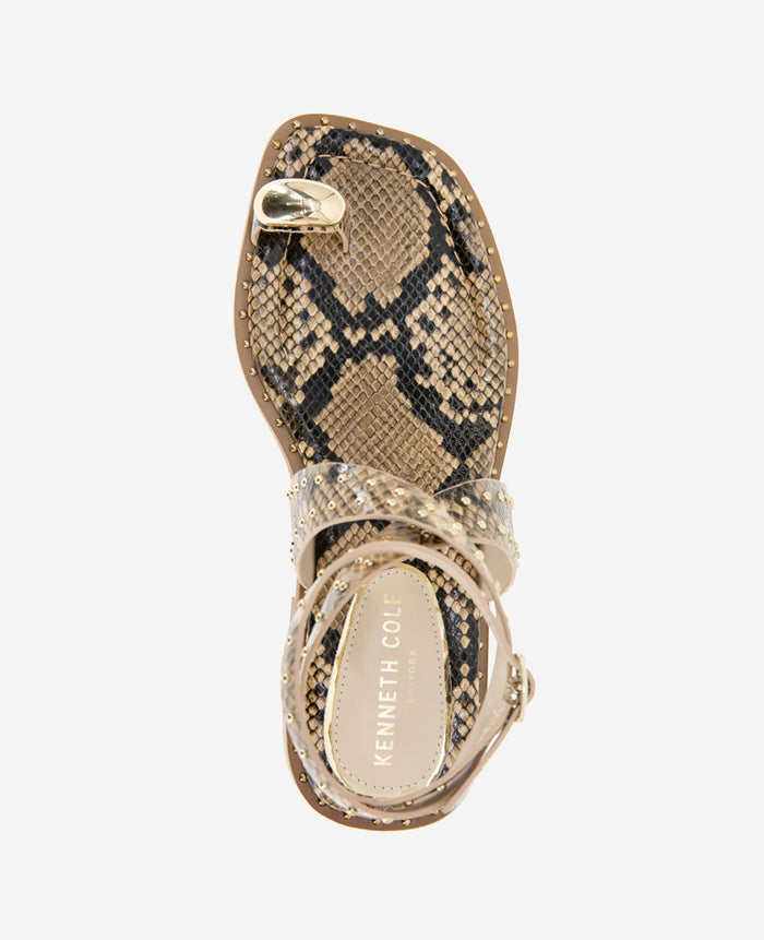 Raven Snake Print Studded Sandal