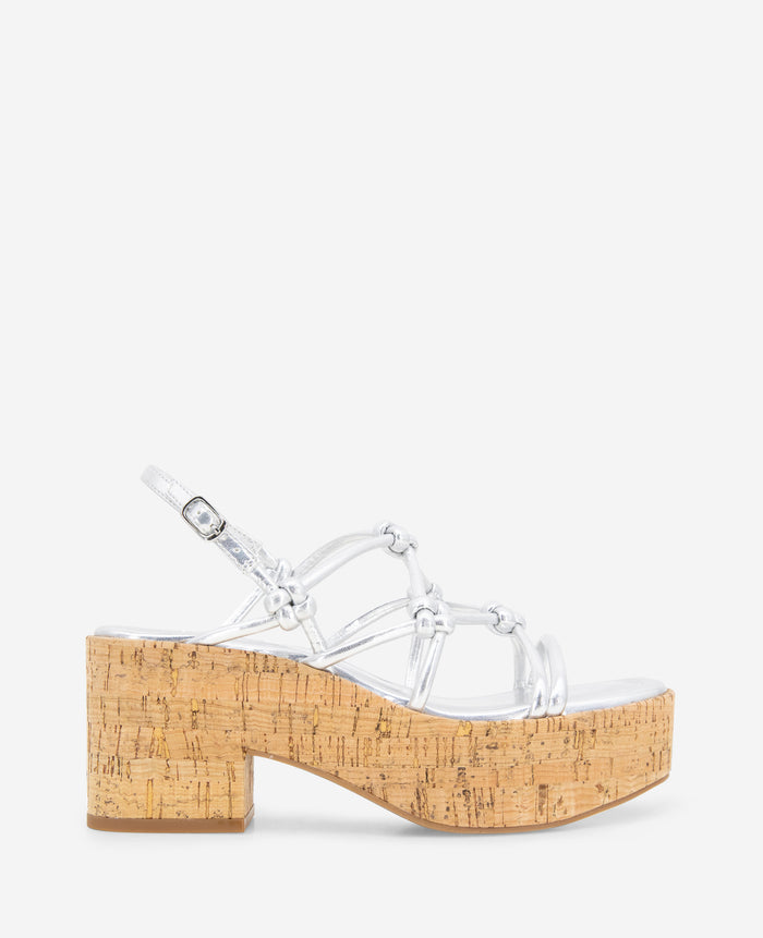 REACTION - Essa Metallic Cork Platform Sandal