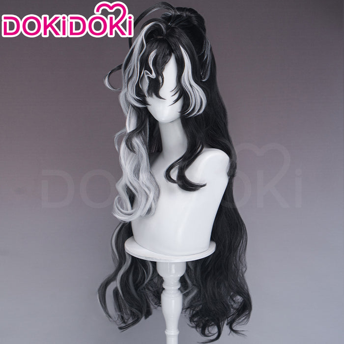 【Ready For Ship】【100CM】DokiDoki Game Arknights Cosplay Wang Wig Long Curly Black White Highlight Hair