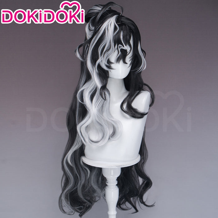 【Ready For Ship】【100CM】DokiDoki Game Arknights Cosplay Wang Wig Long Curly Black White Highlight Hair