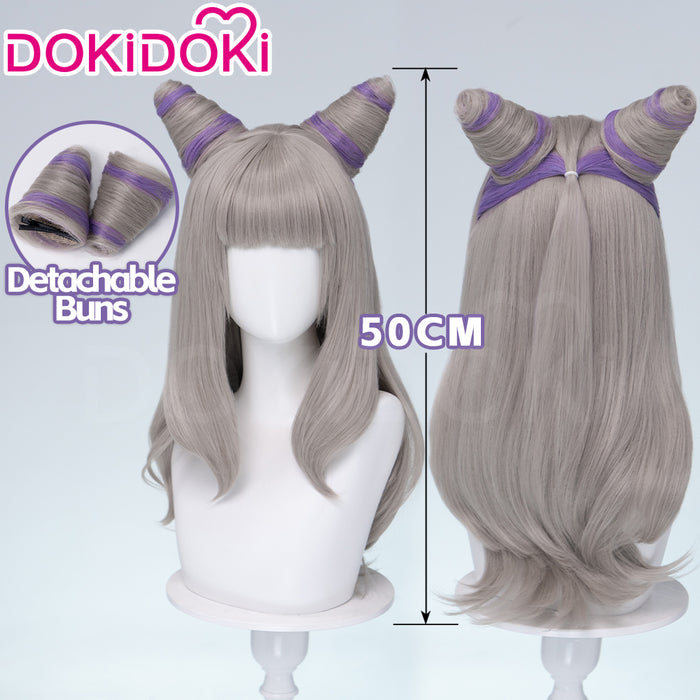 【Ready For Ship】DokiDoki Anime Cosplay Wig Sliver Purple Highlight Hair Double Buns