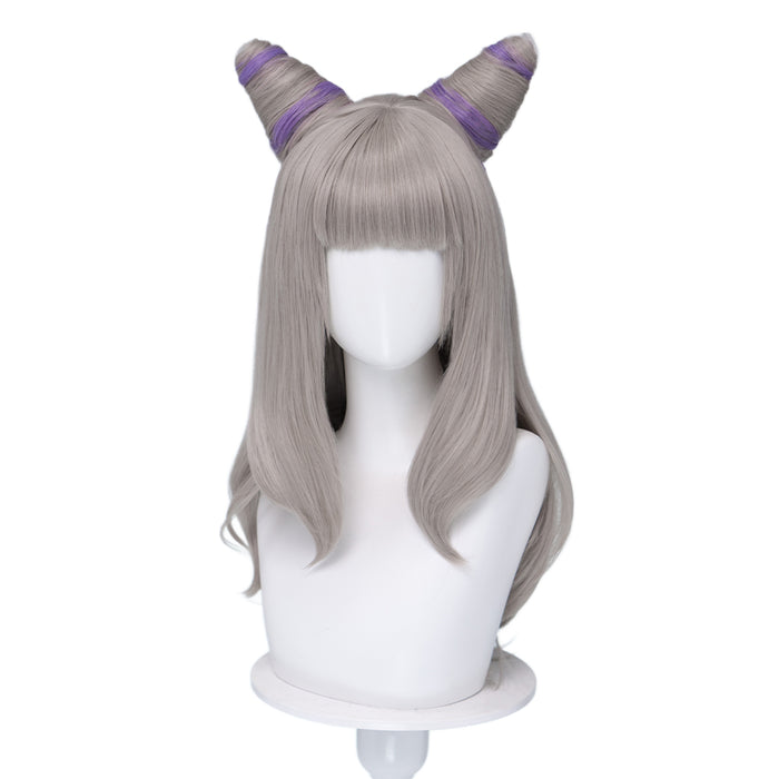 【Ready For Ship】DokiDoki Anime Cosplay Wig Sliver Purple Highlight Hair Double Buns