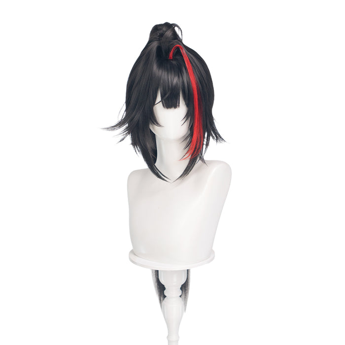 【Ready For Ship】DokiDoki Game Cosplay Wig  Black Ponytail Wig With Red Highlights