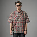 Chemise à carreaux oversize rouge, style streetwear k-fashion - Taille M