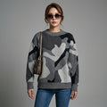 Pull jacquard décontracté gris pour femme - Koreanxwear - Taille S