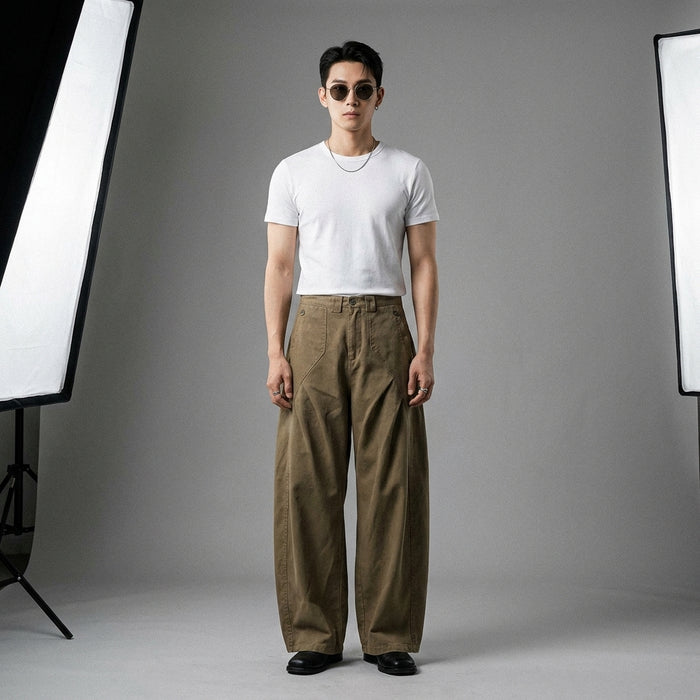 Pantalon large rétro homme en coton - Mode décontractée Koreanxwear - Taille M