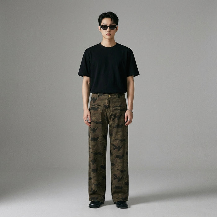 Retro Fashionable Three-dimensional Wide-leg Pile Slim Straight-leg Long Pants - Taille XS