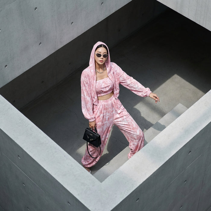 Ensemble sportif tie-dye rétro femme - Koreanxwear