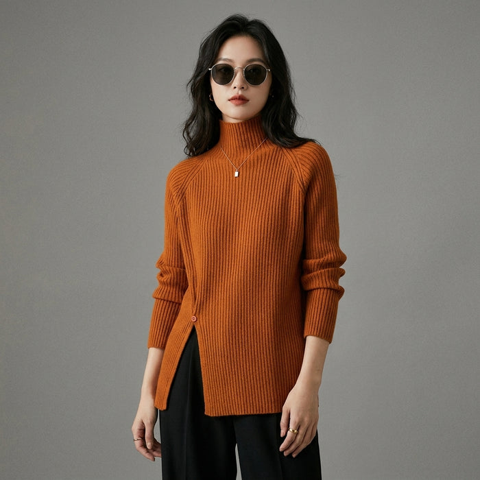 Pull col montant rétro femme Koreanxwear – Mode coréenne hiver - Taille One size [45-65 kg]