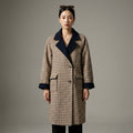 Manteau réversible à carreaux, K-fashion hivernal, coupe ample et élégante. - Taille S