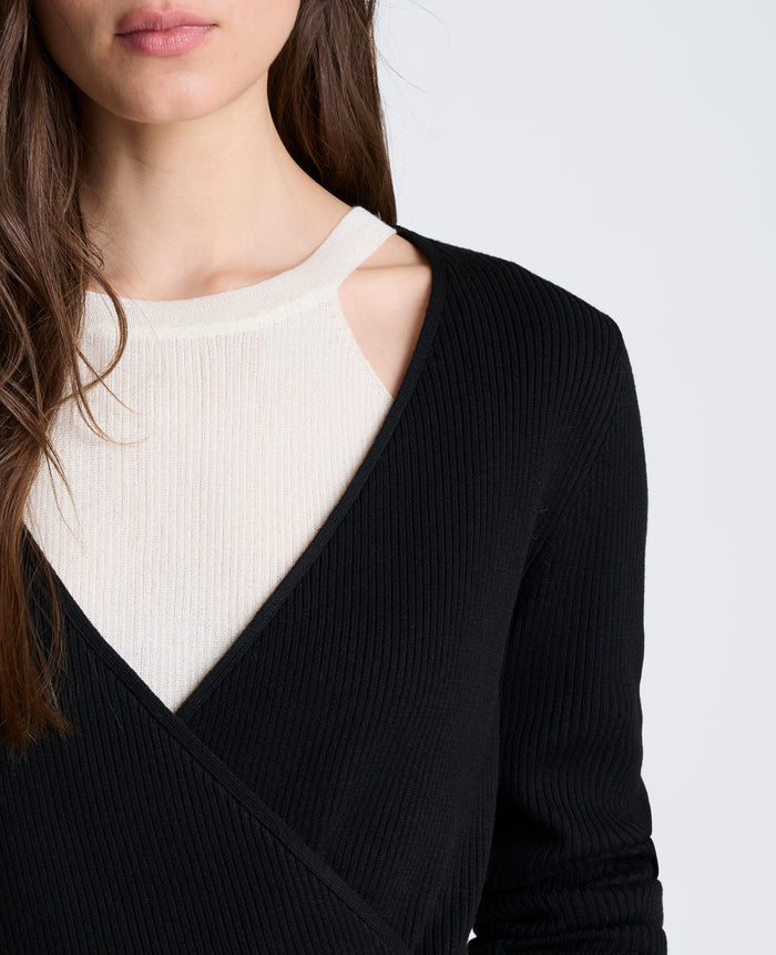 Rib Halter Wrap Sweater