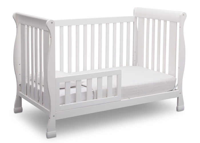 Delta Children Bianca (130) Riverside 4-in-1 Crib, angled conversion to toddler bed, a4a