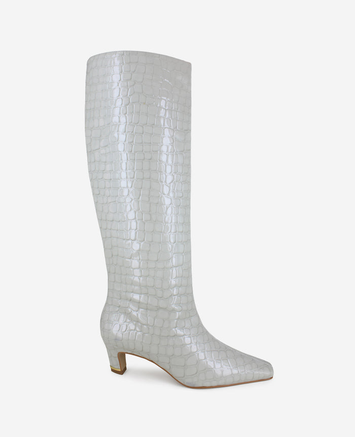 Rubia Croco Patent Tall Heel Boot