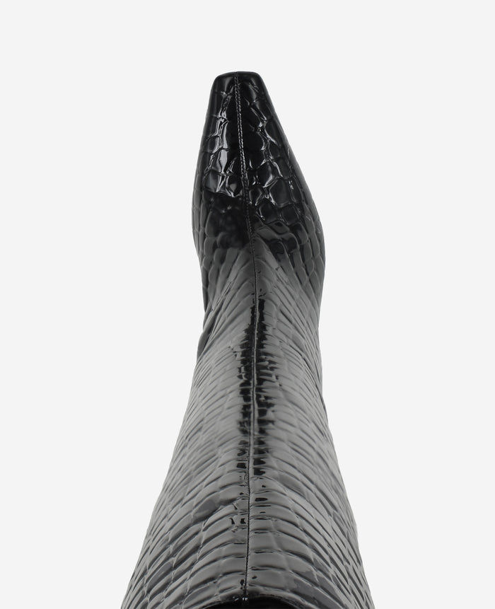 Rubia Croco Patent Tall Heel Boot