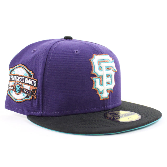 San Francisco Giants INAUGURAL YEAR 2000 New Era 59Fifty Fitted Hat (GITD Purple Black Aqua Under Brim)