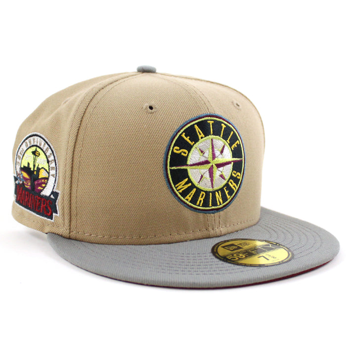 Seattle Mariners 30TH Anniversary New Era 59Fifty Fitted Hat (GITD CAMEL MISTY MORNING CARDINAL Under Brim)