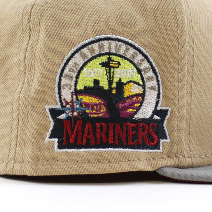 Seattle Mariners 30TH Anniversary New Era 59Fifty Fitted Hat (GITD CAMEL MISTY MORNING CARDINAL Under Brim)