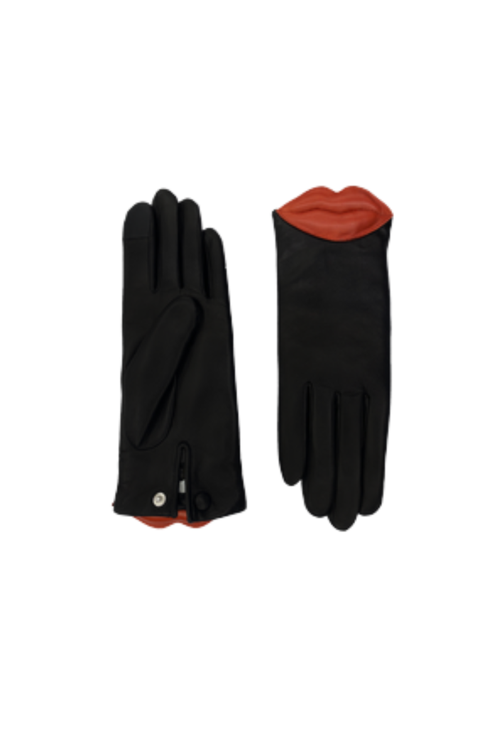 Agnelle Seylma Gloves in noir with cardinal red