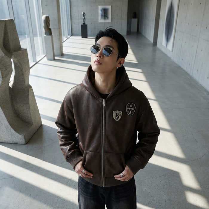 Veste courte à capuche noire pour homme - Koreanxwear