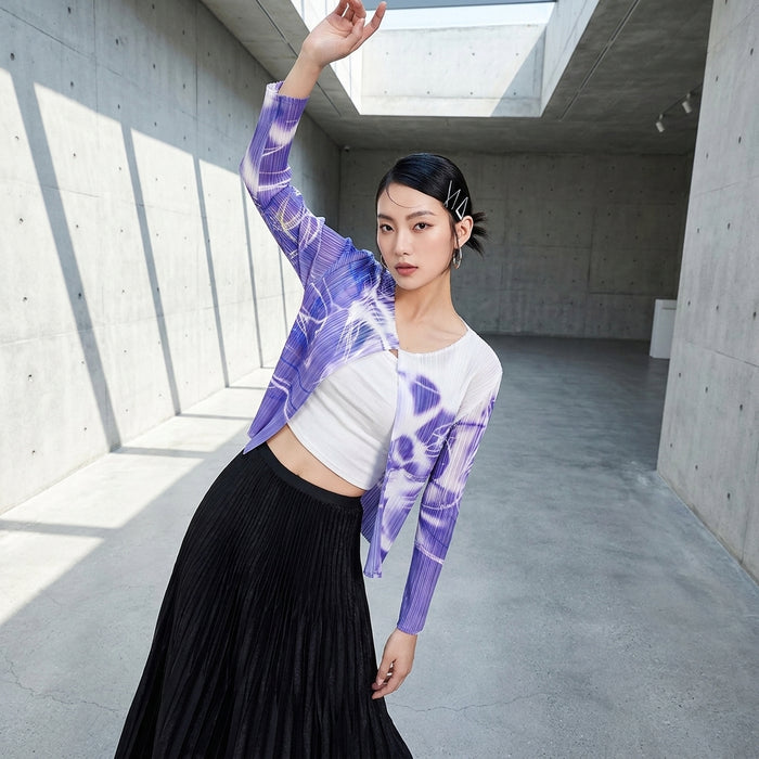 Veste courte imprimée manches longues femme - Koreanxwear