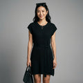 Robe pull courte noire col rond manches courtes - Koreanxwear - Taille L