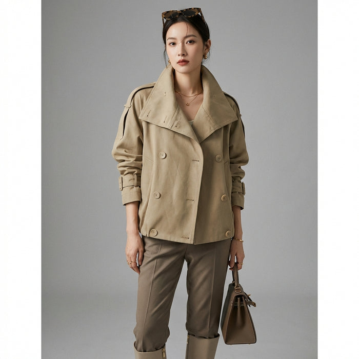 Veste courte col montant kaki style urbain - Koreanxwear - Taille S