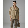 Veste courte col montant kaki style urbain - Koreanxwear - Taille S