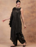 Showdown Steel Drape Tunic With Dhoti Pants
