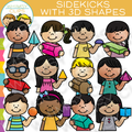 Sidekicks with 3D Shapes Clip Art