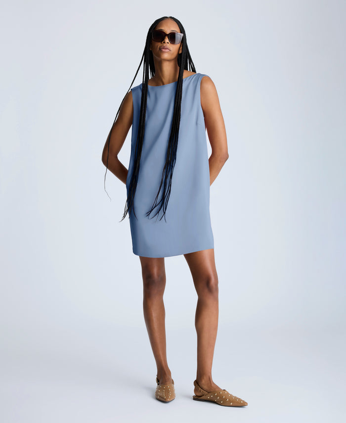 Sleeveless Draped Back Shift Dress