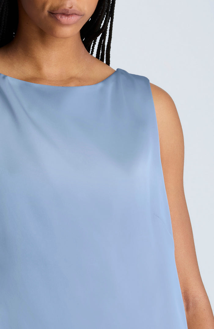 Sleeveless Draped Back Shift Dress