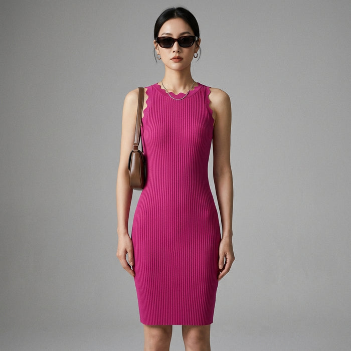 Robe longue ajustée en maille avec fente, style mode coréenne - Koreanxwear - Taille One Size