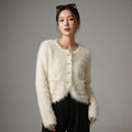 Cardigan en maille douce couleur unie pour femme - Koreanxwear - Taille One Size
