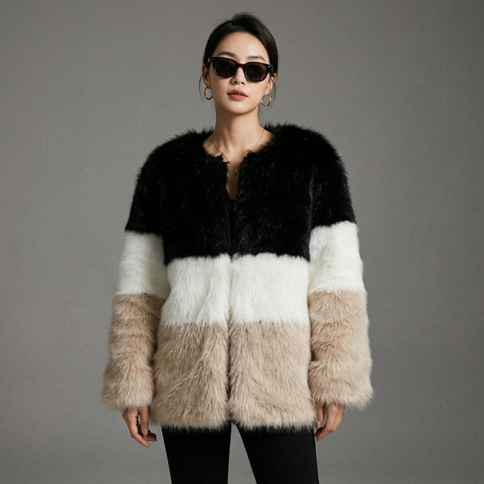 Veste mi-longue en fausse fourrure pour femme - Koreanxwear - Taille S