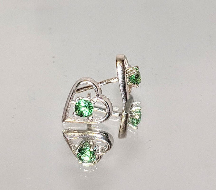 Solid Sterling Silver Natural (Genuine) Sapphire, Ruby, Emerald and More Heart Stud Earrings, Petite Earrings, Birthstone earrings