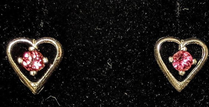 Solid Sterling Silver Natural (Genuine) Sapphire, Ruby, Emerald and More Heart Stud Earrings, Petite Earrings, Birthstone earrings