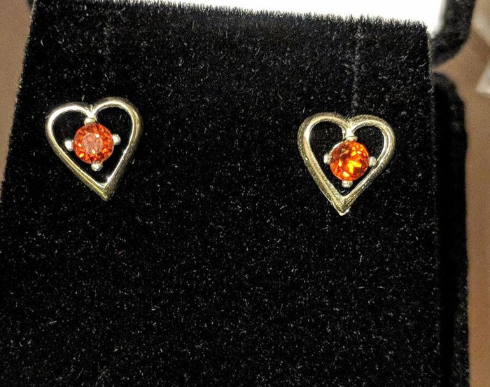 Solid Sterling Silver Natural (Genuine) Sapphire, Ruby, Emerald and More Heart Stud Earrings, Petite Earrings, Birthstone earrings
