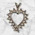 Solid Sterling Silver or 14k Gold 16 Stone Fancy Heart Pendant Setting, 2.25mm Round, New, Made in USA 161-244/141-244
