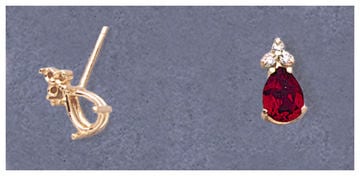 Solid Sterling Silver or 14kt Gold 1 Set (2 pieces) 7x5  Pear Earrings With Tri-Accents Setting, 162-063/142-063