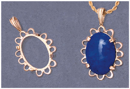 Solid Sterling Silver or 14kt Gold 18x13-30x22 Oval Cameo Cab (Cabachon) Pendant, New, Made in USA 161-659/141-659