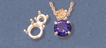 Solid Sterling Silver or 14kt Gold 2 Stone 5mm and 8mm Round Slide Pendant Setting, New, Made in USA 161-758/141-758