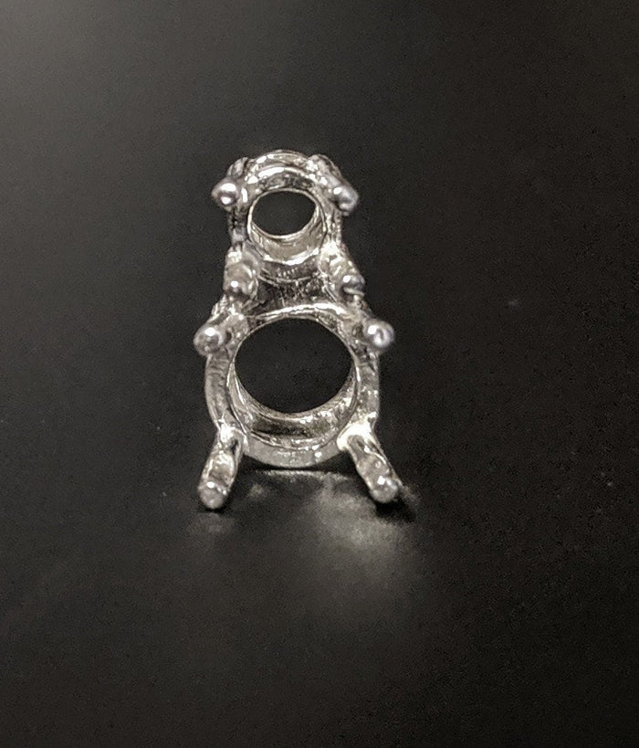 Solid Sterling Silver or 14kt Gold 2 Stone 5mm and 8mm Round Slide Pendant Setting, New, Made in USA 161-758/141-758