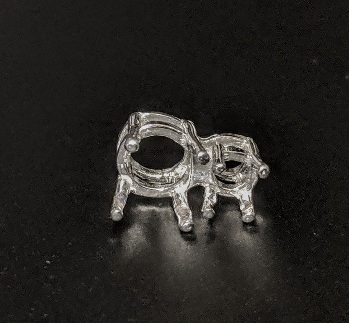 Solid Sterling Silver or 14kt Gold 2 Stone 5mm and 8mm Round Slide Pendant Setting, New, Made in USA 161-758/141-758