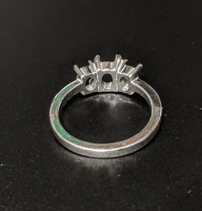 Solid Sterling Silver or 14kt Gold 6x4-10x8 Oval w/ Oval Accents blank Pre-Notched Ring setting Size  8 163-551/143-551