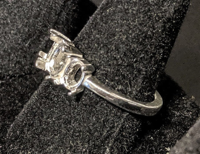Solid Sterling Silver or 14kt Gold 6x4-10x8 Oval w/ Oval Accents blank Pre-Notched Ring setting Size  8 163-551/143-551