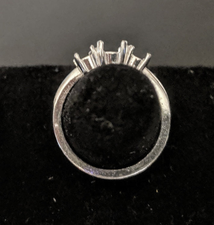 Solid Sterling Silver or 14kt Gold 6x4-10x8 Oval w/ Oval Accents blank Pre-Notched Ring setting Size  8 163-551/143-551