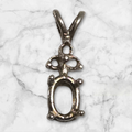 Solid Sterling Silver or 14kt Gold 6x4-18X13mm Oval Pendant Setting with 3 Accent, New, Made in USA 161-053/141-053